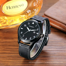 Mode unisexe montre-bracelet 43mm étui ssbuckle ip noir coloré